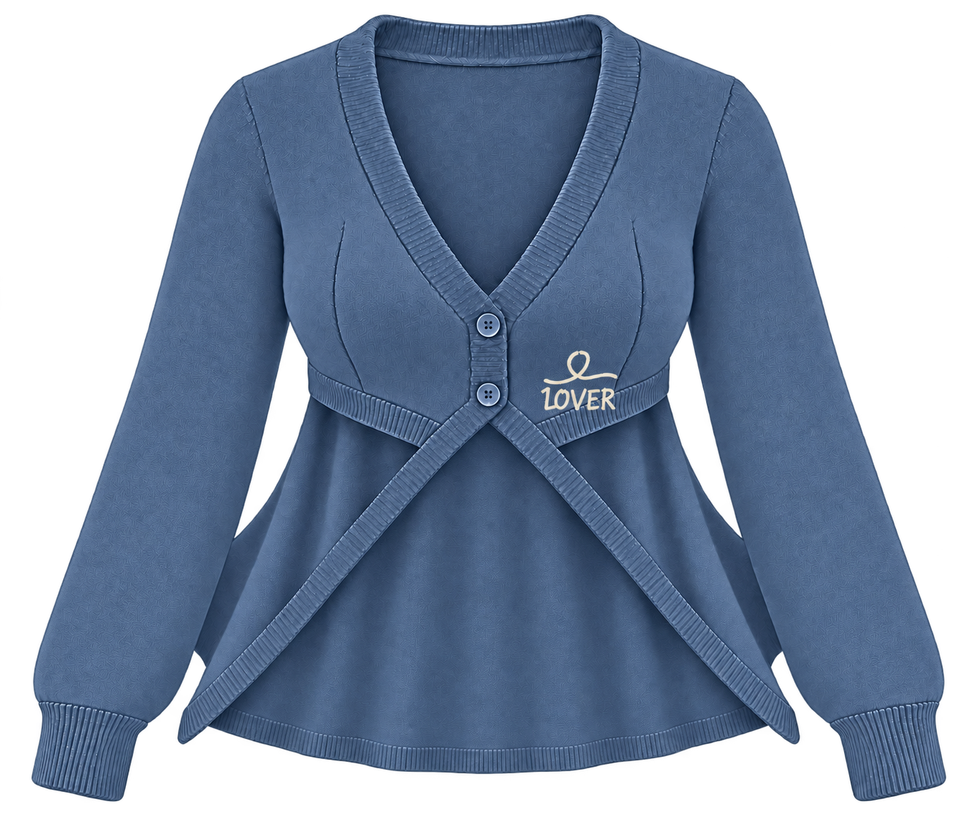 1OVER Longback Cape Knit Cardigan — Steel Blue