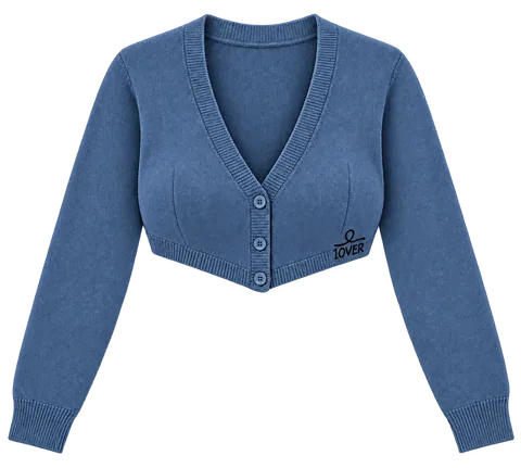 1OVER Cardigan Bra Top — Denim Blue