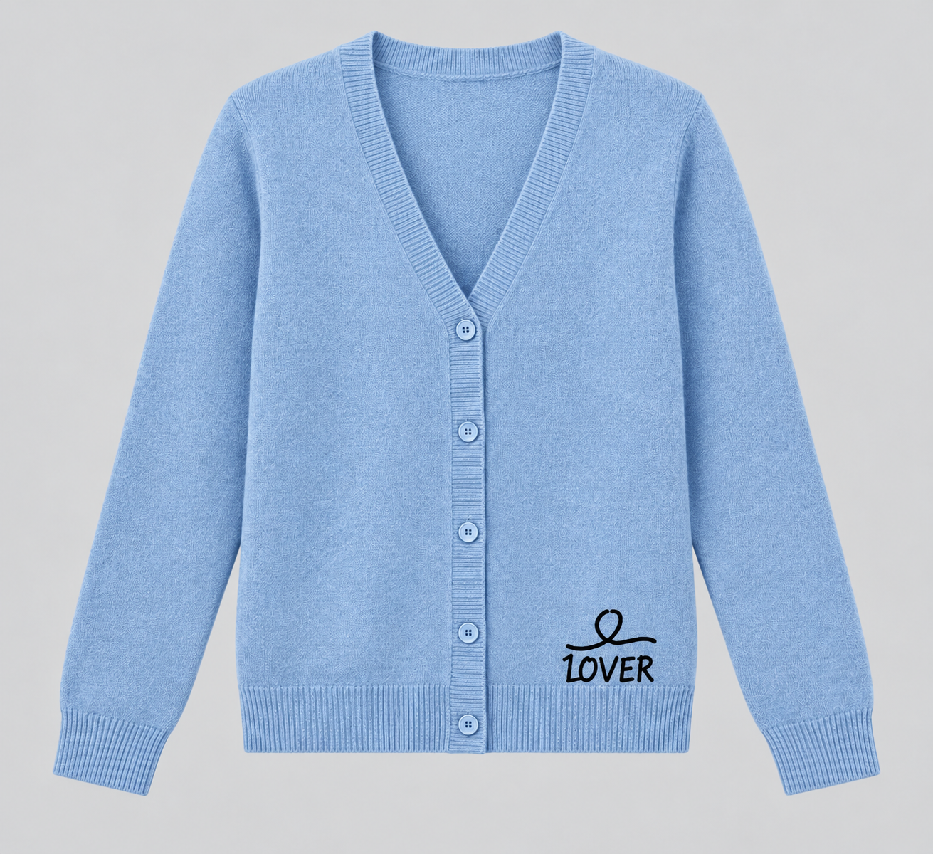 1OVER V-Neck Cardigan — Powder Blue