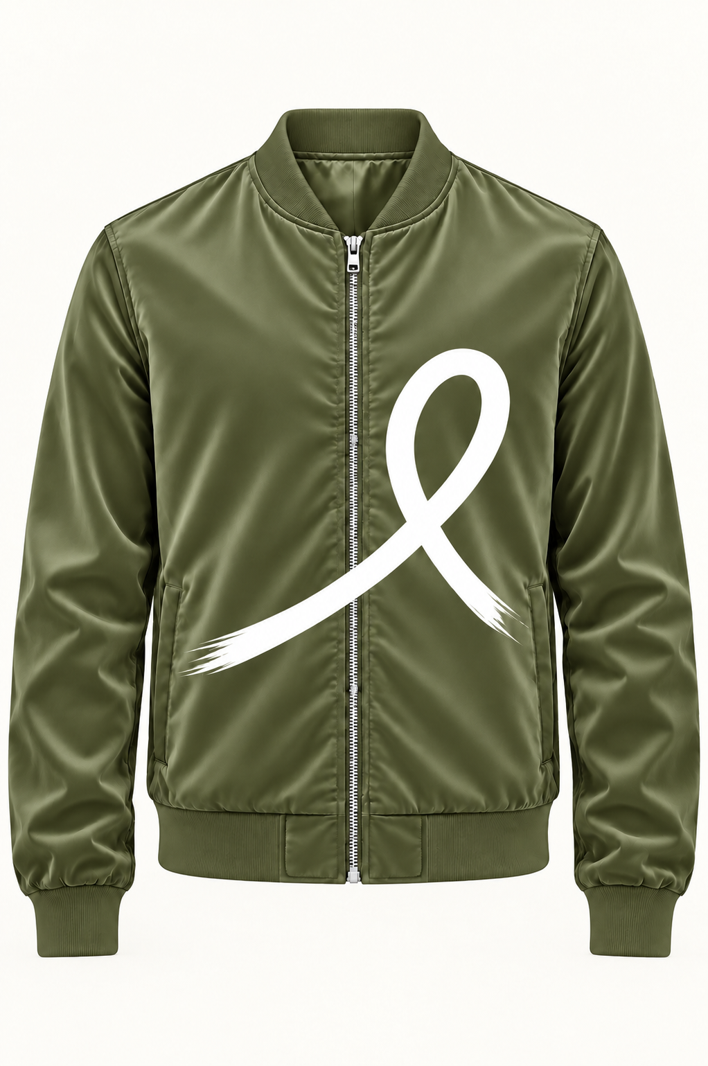 1OVER Ribbon Bomber Jacket — Olive