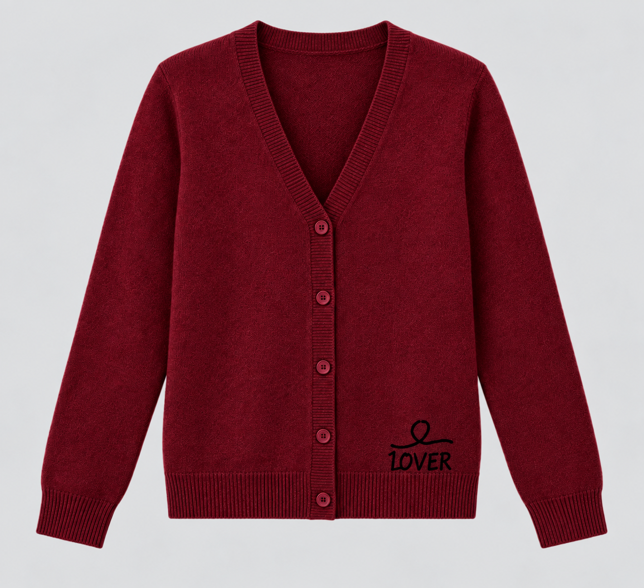 1OVER V-Neck Cardigan — Wine