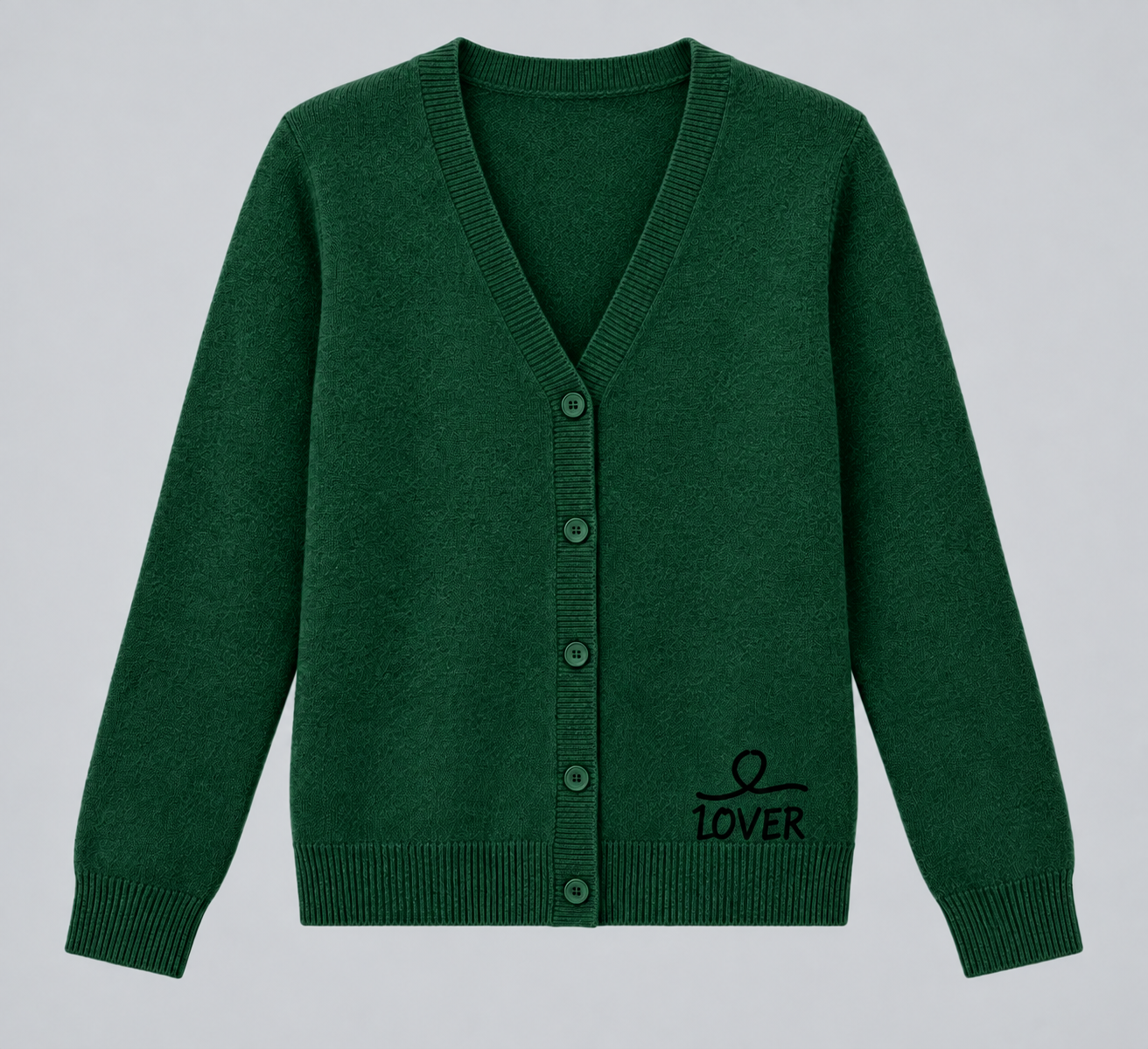1OVER V-Neck Cardigan — Forest